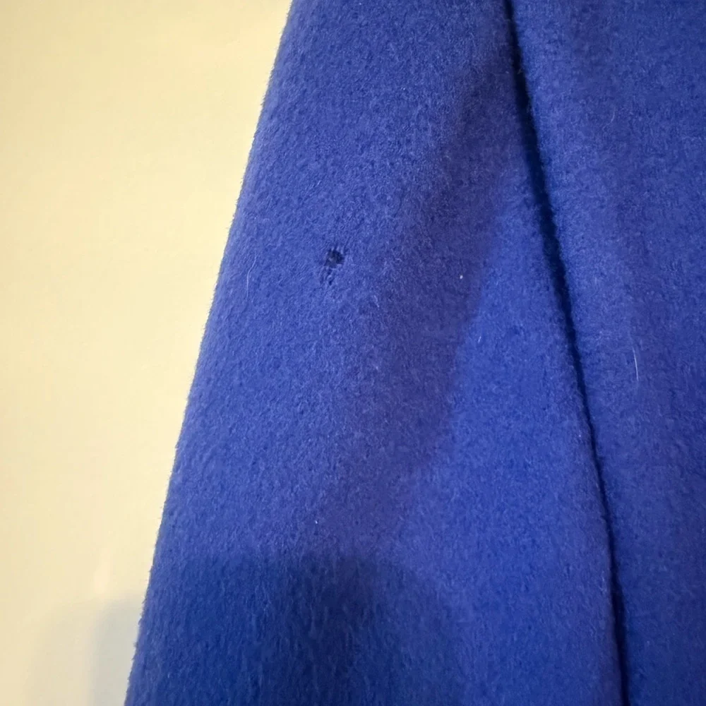 John Weitz Vintage Vibes 60s Inspired Sapphire Blue Wool Women's Pea Coat - Picture 16 of 16